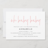 Invitation Baby shower double rose girly typographie moderne (Devant)