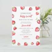 Invitation Baby Shower Douce Fraise (Debout devant)