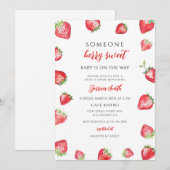 Invitation Baby Shower Douce Fraise (Devant / Derrière)