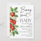 Invitation Baby Shower Douce Fruité Rustique Fraise (Devant)