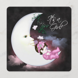 Invitation Baby Shower Douce Lune Rose