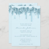 Invitation Baby shower Douce nuptiale 16e gouttes Bleu étince (Devant / Derrière)