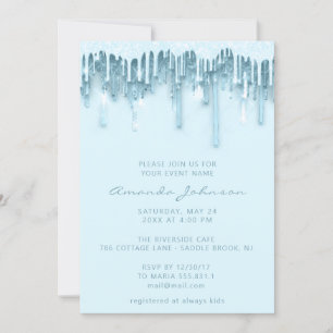 Invitation Baby shower Douce nuptiale 16e gouttes Bleu étince