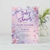 Invitation Baby Shower Douce Pourpre (Debout devant)
