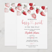 Invitation Baby Shower Douceur de Fraise (Devant / Derrière)