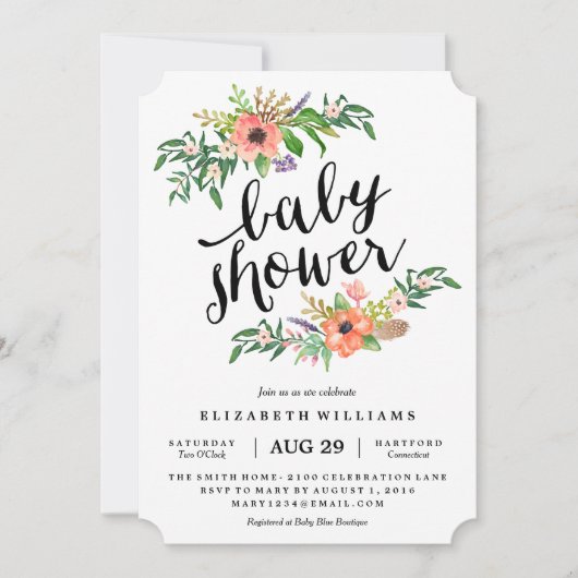 Invitation Baby shower douche la plus douce (Devant)