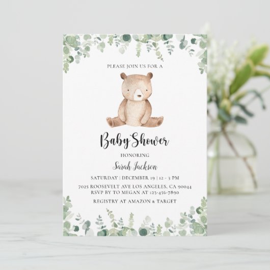 Invitation Baby shower d'ours (Debout devant)