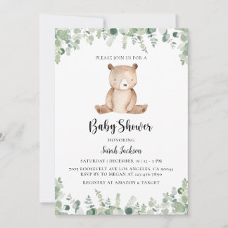 Invitation Baby shower d'ours