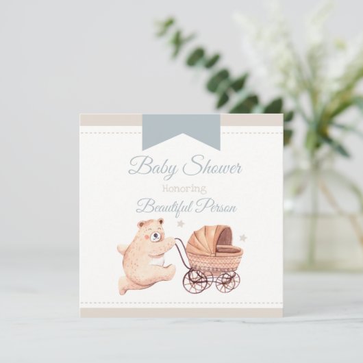 Invitation Baby shower d'ours (Debout devant)