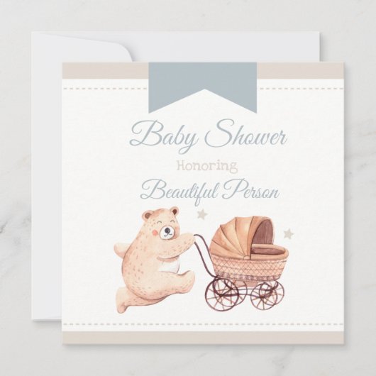 Invitation Baby shower d'ours (Devant)
