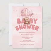 Invitation Baby shower d'ours à air chaud rose (Devant)