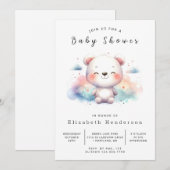 Invitation Baby shower d'ours à bois imprimable (Devant / Derrière)