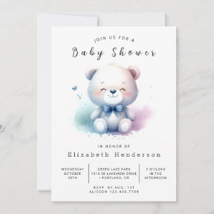 Invitation Baby shower d'ours à imprimer amusant