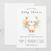 Invitation Baby shower d'ours à imprimer Boho (Devant / Derrière)
