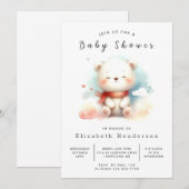 Invitation Baby shower d'ours à imprimer Boho (Devant / Derrière)