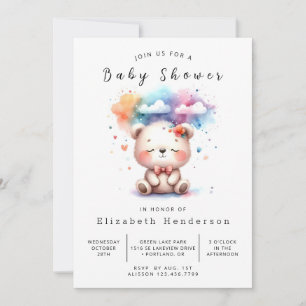 Invitation Baby shower d'ours à imprimer classique