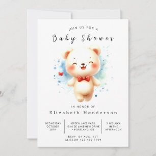 Invitation Baby shower d'ours à imprimer classique