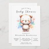 Invitation Baby shower d'ours à imprimer unique (Devant / Derrière)