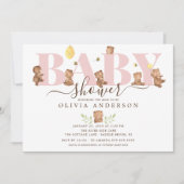 Invitation Baby shower d'ours au miel (Devant)