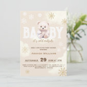 Invitation Baby shower d'ours blanc polaire d'hiver (Debout devant)