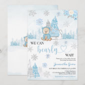 Invitation Baby shower d'ours bleu (Devant / Derrière)