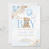 Invitation Baby shower d'ours bleu d'attente (Devant)