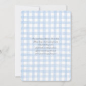 Invitation Baby shower d'ours bleu En vichy (Dos)