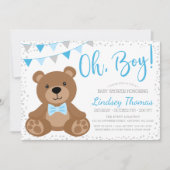 Invitation Baby shower d'ours bleu Oh Boy Teddy Bear (Devant)