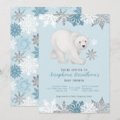 Invitation Baby shower d'ours bleu polaire (Devant / Derrière)