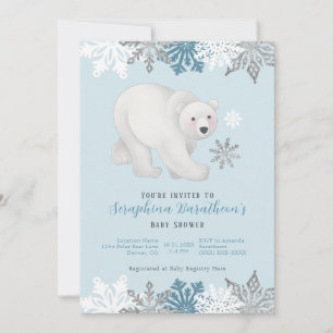 Invitation Baby shower d'ours bleu polaire
