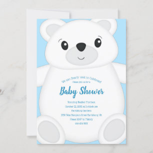 Invitation Baby shower d'ours bleu polaire