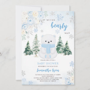 Invitation Baby shower d'ours bleu polaire