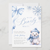 Invitation Baby shower d'ours bleu polaire d'hiver (Devant)