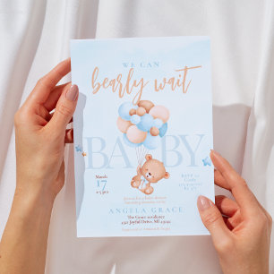 Invitation Baby shower d'ours bleu Teddy