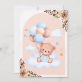 Invitation Baby shower d'ours bleu Teddy (Dos)