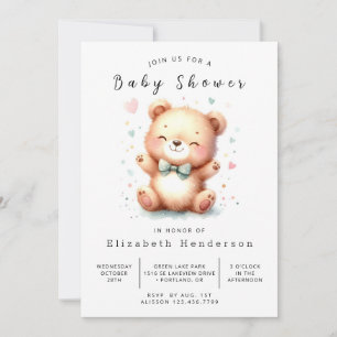 Invitation Baby shower d'ours chic à imprimer