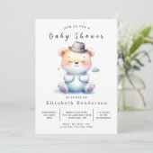 Invitation Baby shower d'ours chic modifiable (Debout devant)