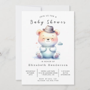 Invitation Baby shower d'ours chic modifiable