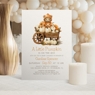 Invitation Baby shower d'ours d'automne Citrouille neutre sel
