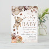 Invitation Baby shower d'ours d'automne neutre pour les homme (Debout devant)