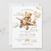 Invitation Baby shower d'ours d'avion vers le haut, vers le h (Devant)