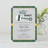 Invitation Baby shower d'ours de bétail vert (Debout devant)