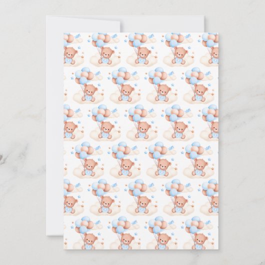 Invitation Baby shower d'ours de Boho Blue Boho (Dos)