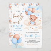 Invitation Baby shower d'ours de Boho Blue Boho (Devant / Derrière)