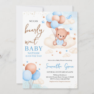 Invitation Baby shower d'ours de Boho Blue Boho