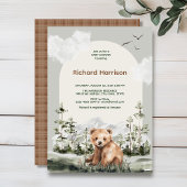 Invitation Baby shower d'ours de forêt d'aquarelle mignonne