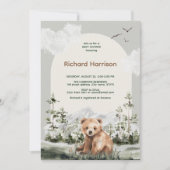 Invitation Baby shower d'ours de forêt d'aquarelle mignonne (Devant)
