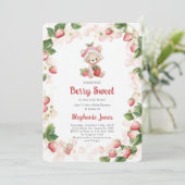 Invitation Baby shower d'ours de fraises Girl Inv (Debout devant)