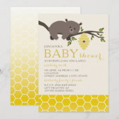 Invitation Baby shower d'ours de miel (Devant / Derrière)