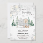 Invitation Baby shower d'ours d'hiver argenté (Devant)